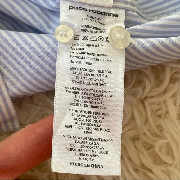 Paco Rabanne slim fit stripped button down shirt long sleeve size 16,5 or M/L - Picture 6 of 8